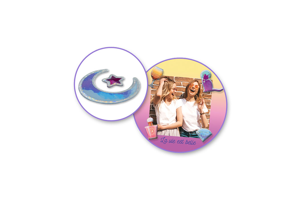 Paper Craft Sticker: 3.8"x6.9" 3D Foil Ombre I) Crystal Moon