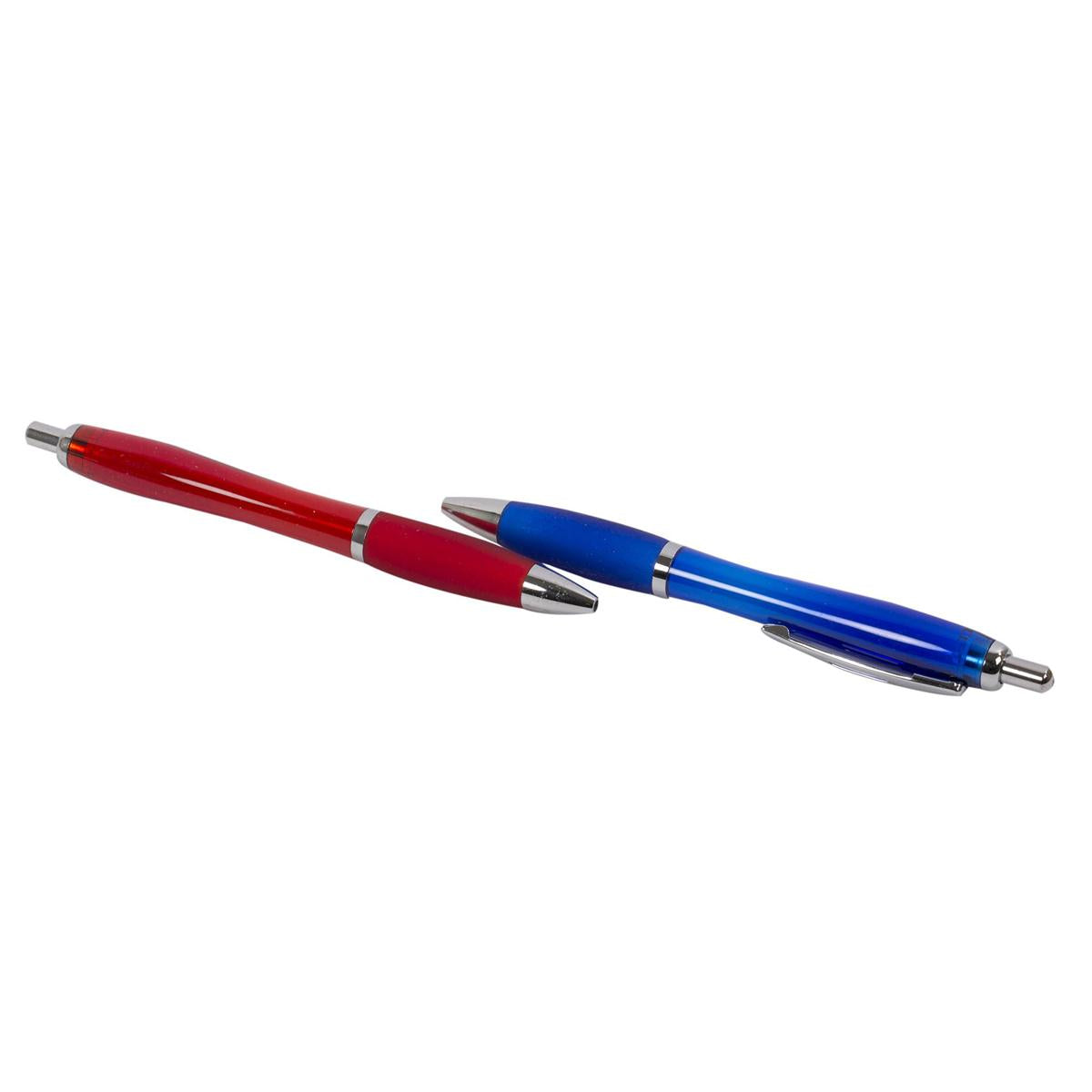 O.WKs. 2-pc Retractable Ball Pens, Blue,Red w/Soft Grip
