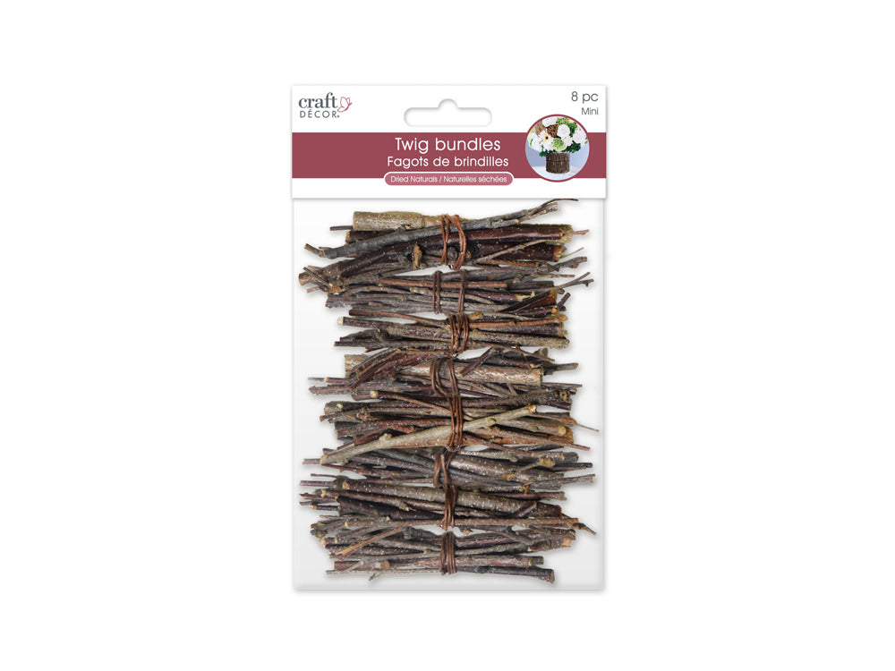 Craft Decor Dried Naturals: 3" Mini Twig Bundles 8pc A) Natural