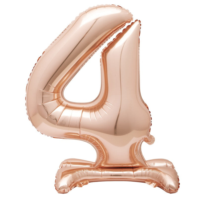 Rose Gold Number 4 Shaped Standing Foil Balloon 30"  Packaged