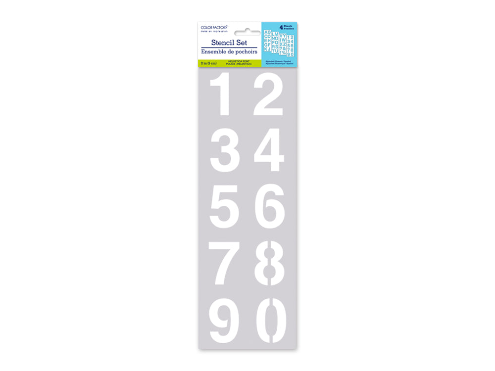 Color Factory: 2" Alpha/Numeric/Symbol Stencil 4-Sht Set