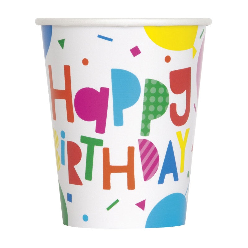 Colorful Balloons 9oz Paper Cups  8ct