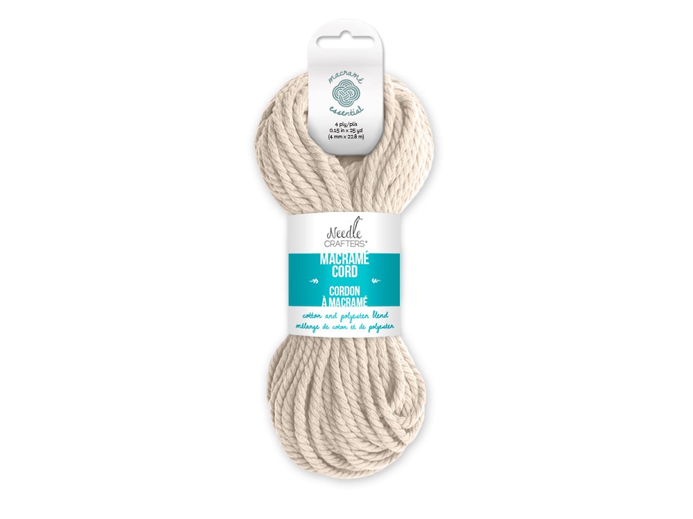 Needlecrafters: 4mm Macramé Cord 25yds (22.8m) A) Ecru