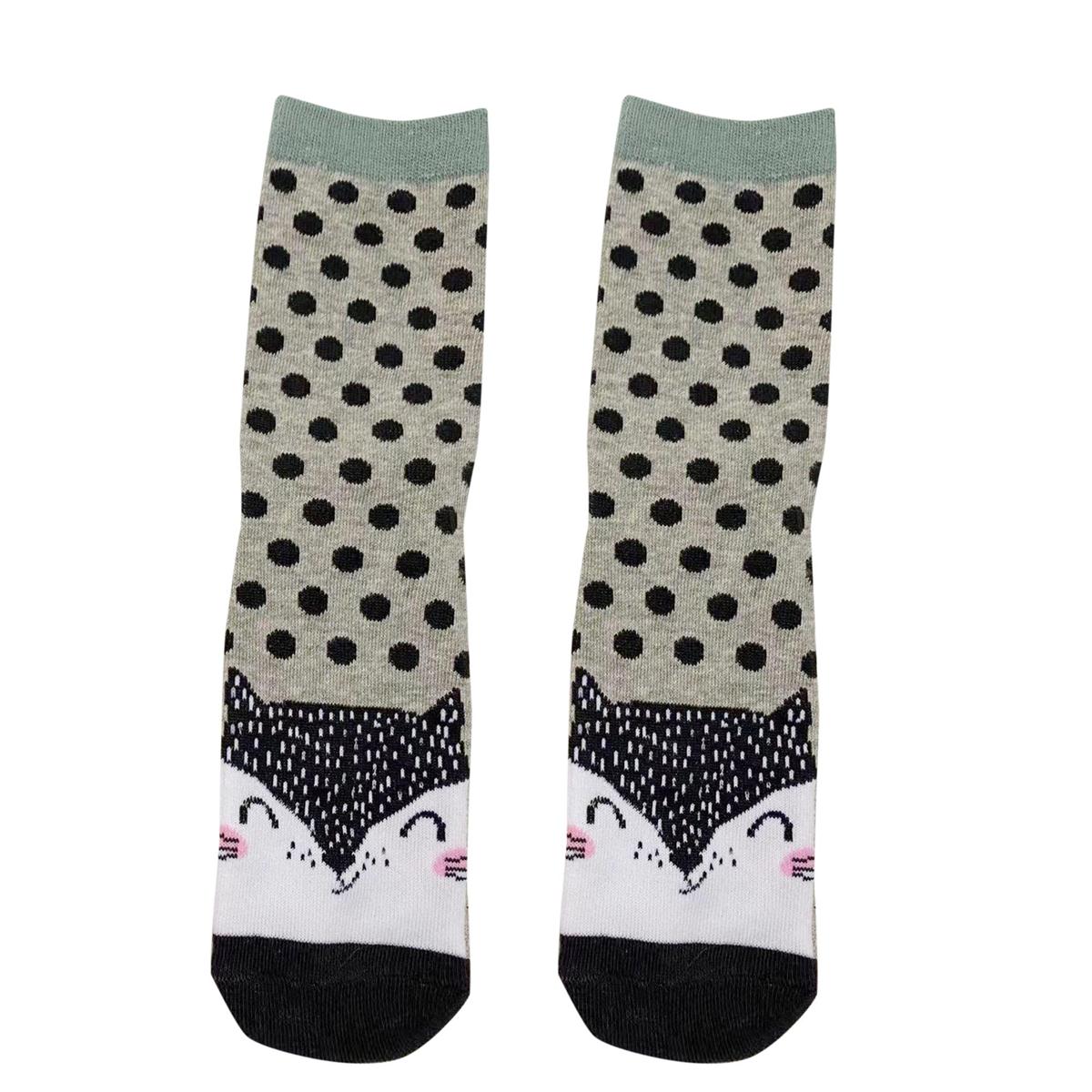 Sox, Ladies Fox Socks, 2 asst, cott/poly/span, hc