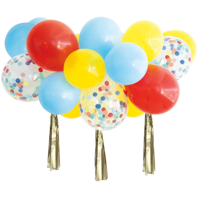 Red  Blue  Yellow  and Confetti Mini Balloon Arch Kit