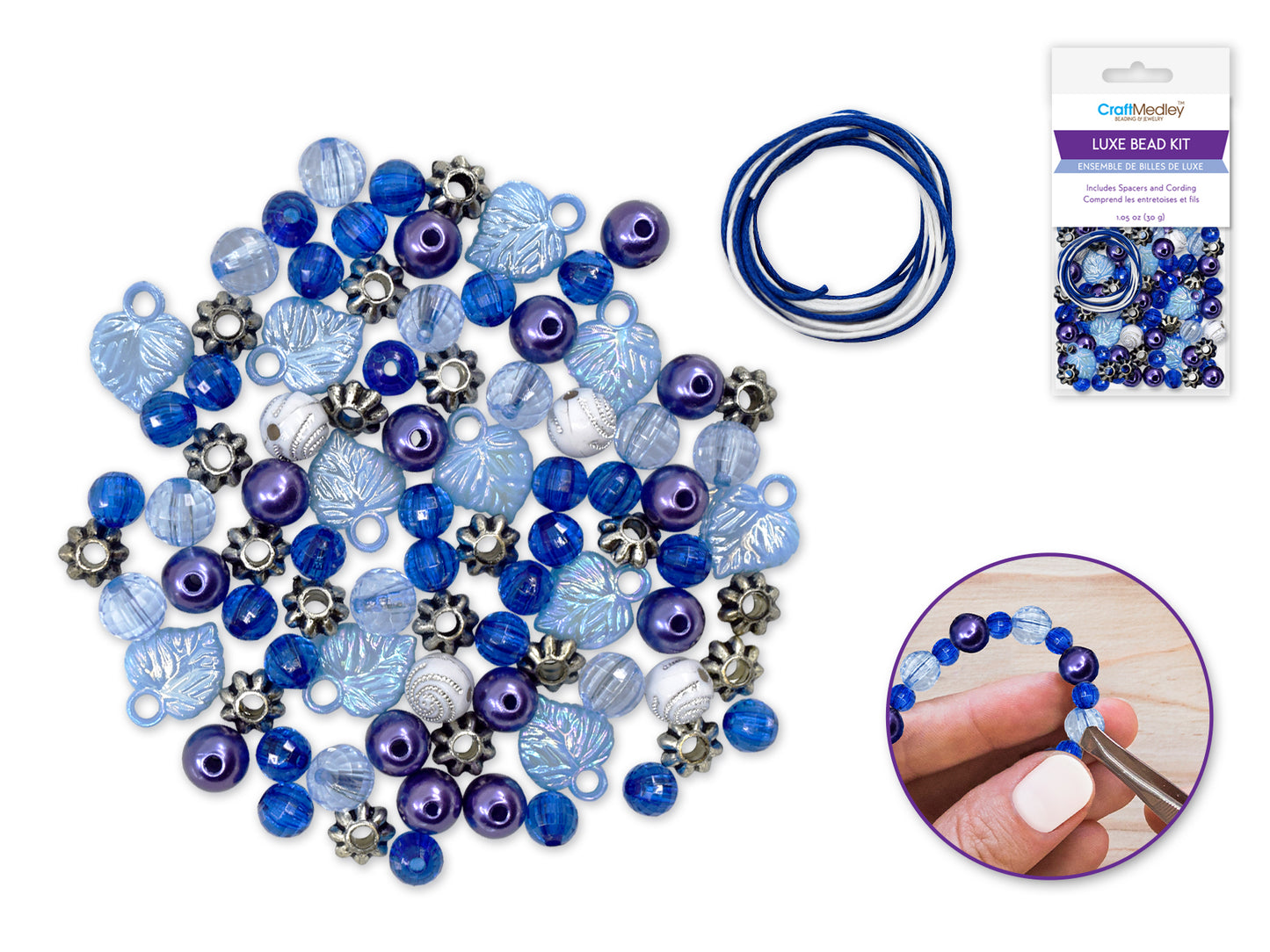 Acrylic Bead Kit: 30g Luxe Kit w/Spacers & Cording E) Blue