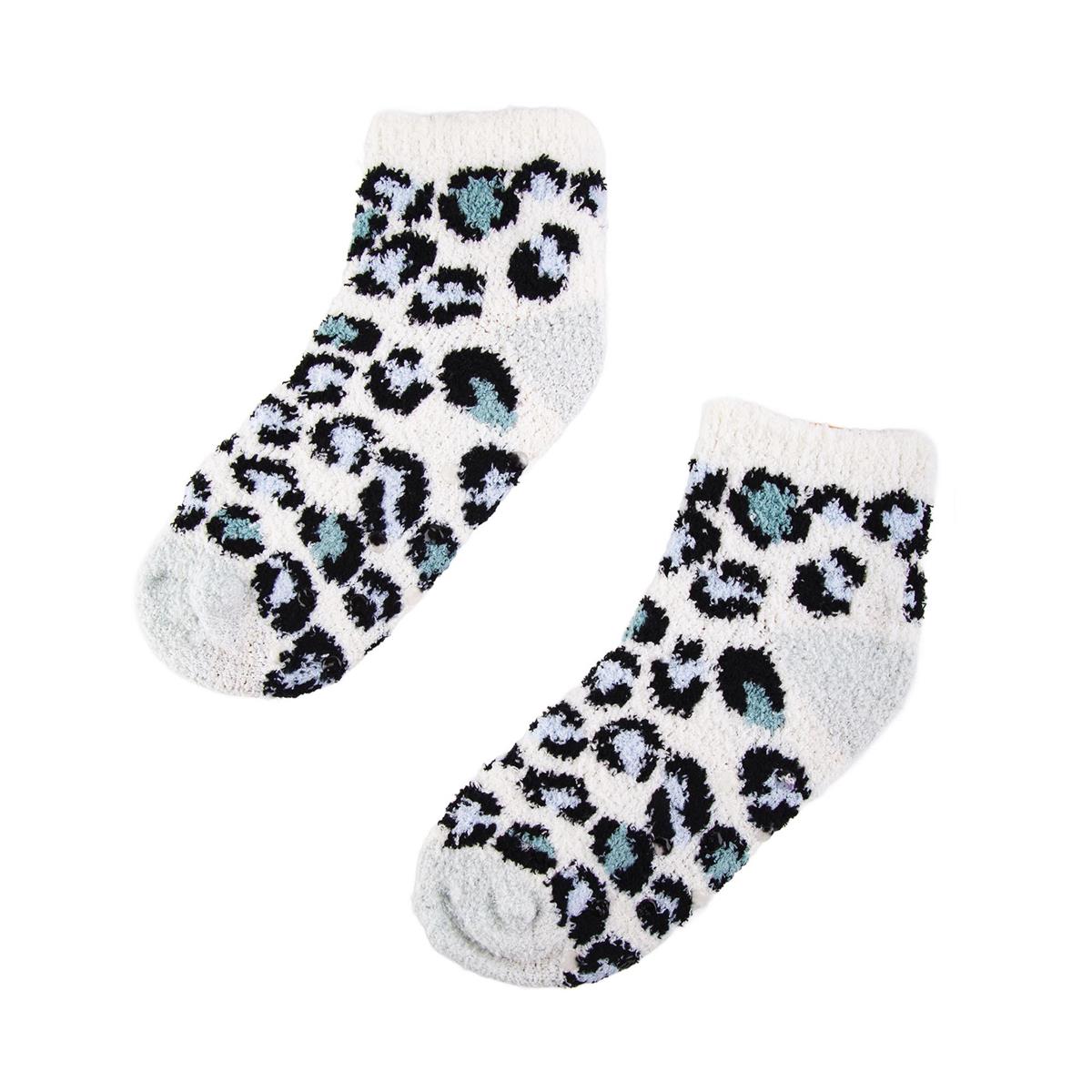 NordicT. Ladies Animal Fuzzy Socks 3 asst, ankle w antislip, hc