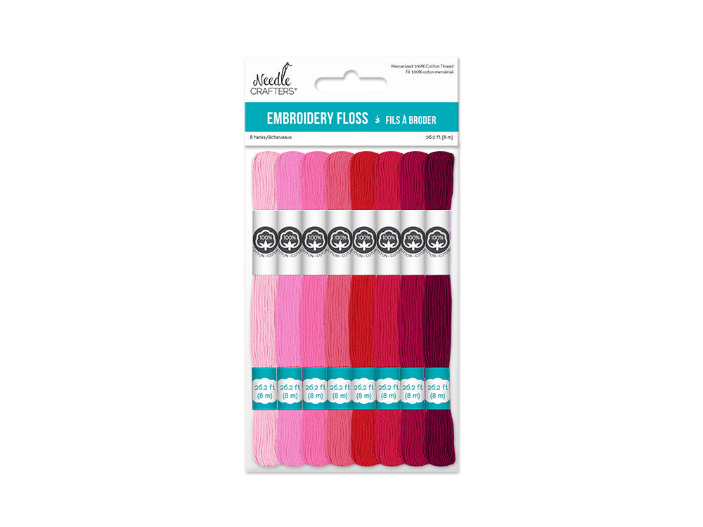 Needlecrafters: 8m Cotton Embroidery Floss 8 Hanks/pkg E) Rouge Tints
