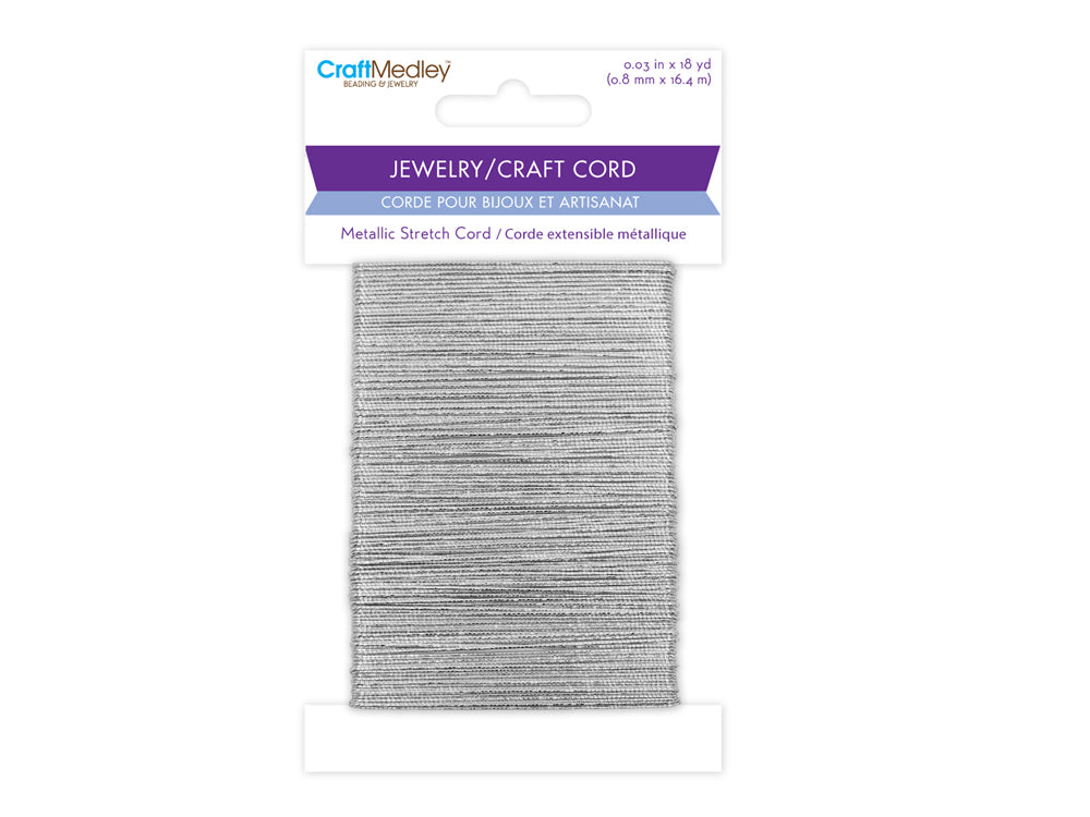 Jewelry/Craft Cord: 0.8mm x 18yds Metallic Stretch Cord B) Silver