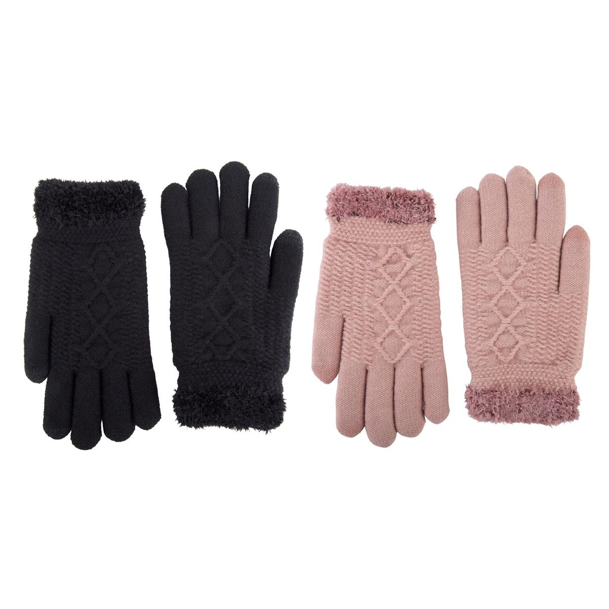 Nordic T. Knit Glove w Cozy Cuff, Ladies, 2 colours, hc