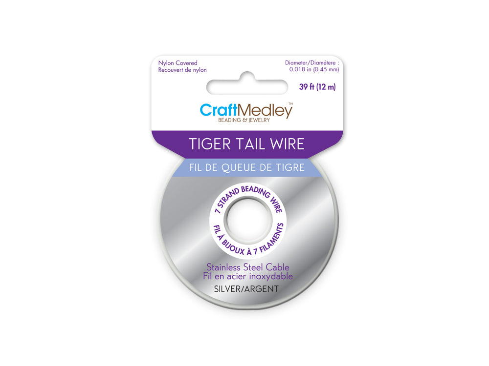 Beading/Jewelry Wire: Tiger Tail 7-strand .018 Diam (.45mm) 12m A) Silver