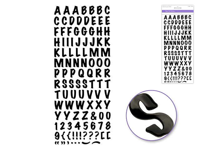 Paper Craft Sticker: 5"x12" Foil Fancy Everyday Themes Clear Photo Safe Q) Black Caps Font