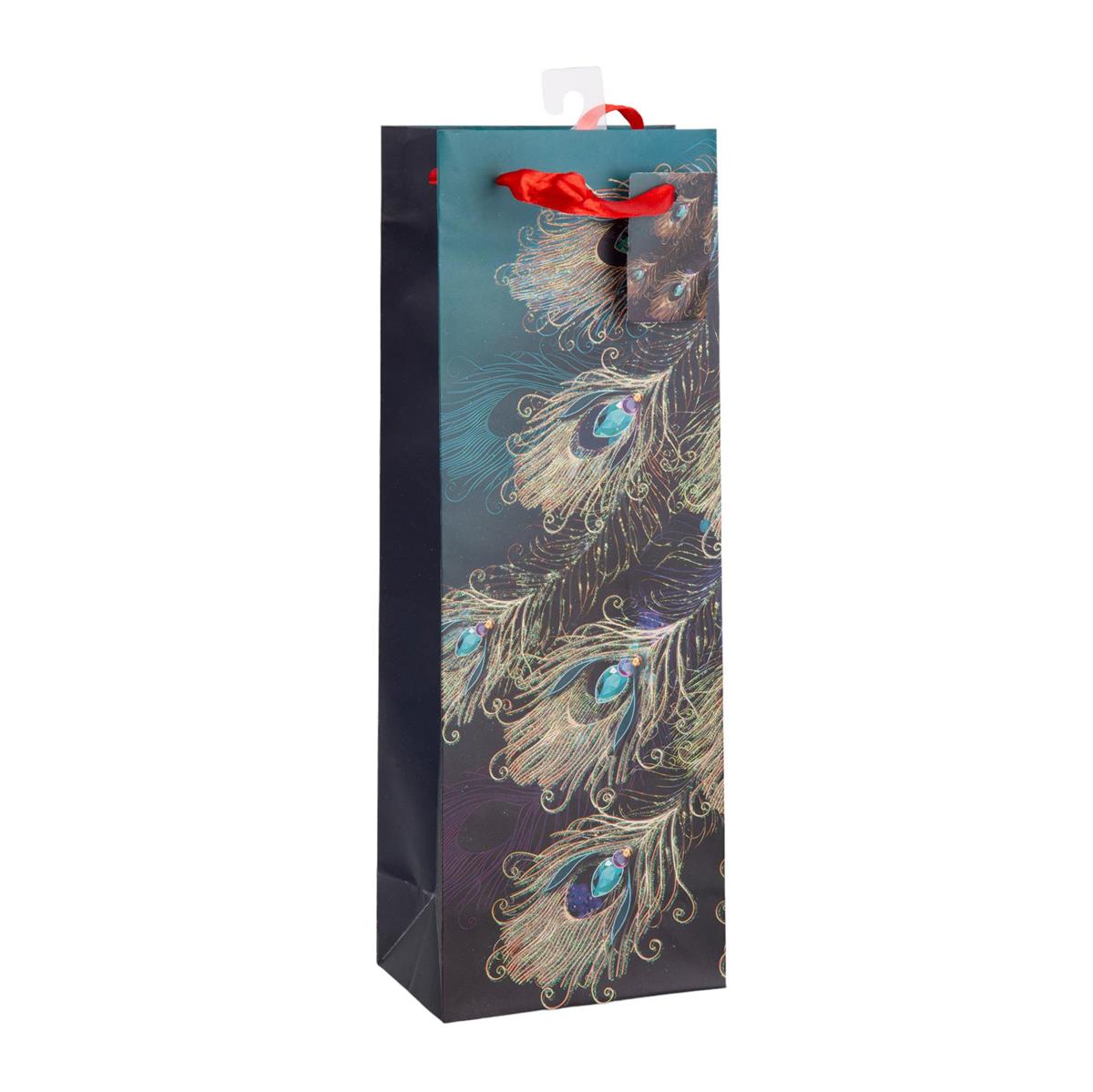 Paper T. Xmas Bottle Bag, Matte+Glitter,j-hook+tag,210gsm