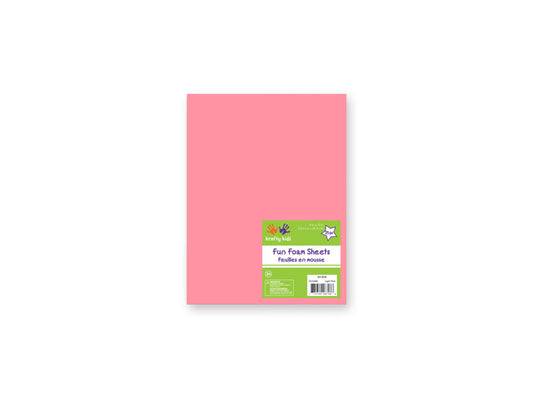 Fun Foam Sheets: One 9"x12" - 2mm(T) Barcoded Sheets E) Light Pink