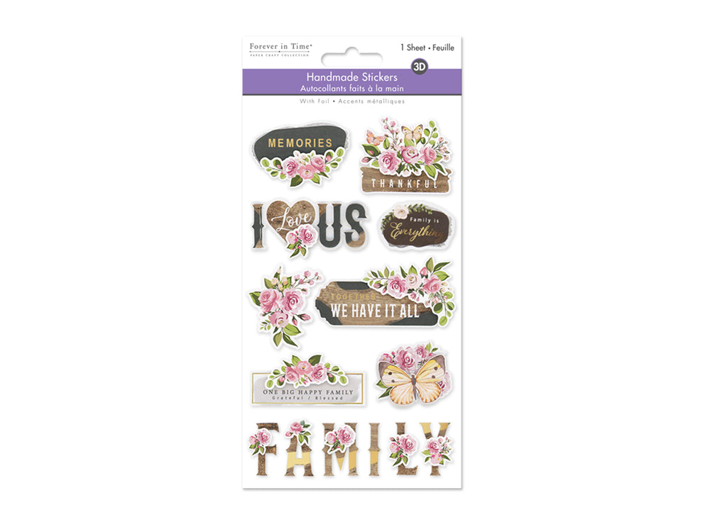 Handmade Sticker: 4.4"x7.5" 3D Themed Elements O) Family Is Everything