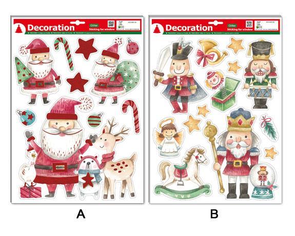S.Secrets Santa/Angel Xmas Glitter Window Clings, 16x11", 2/s, header