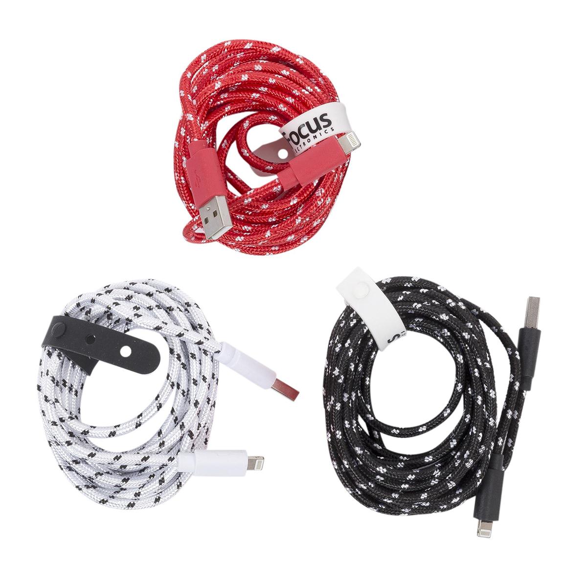 iFocus, 10 ft. Lightning data cable Syn Cbl,3C,w/ strap (CS)