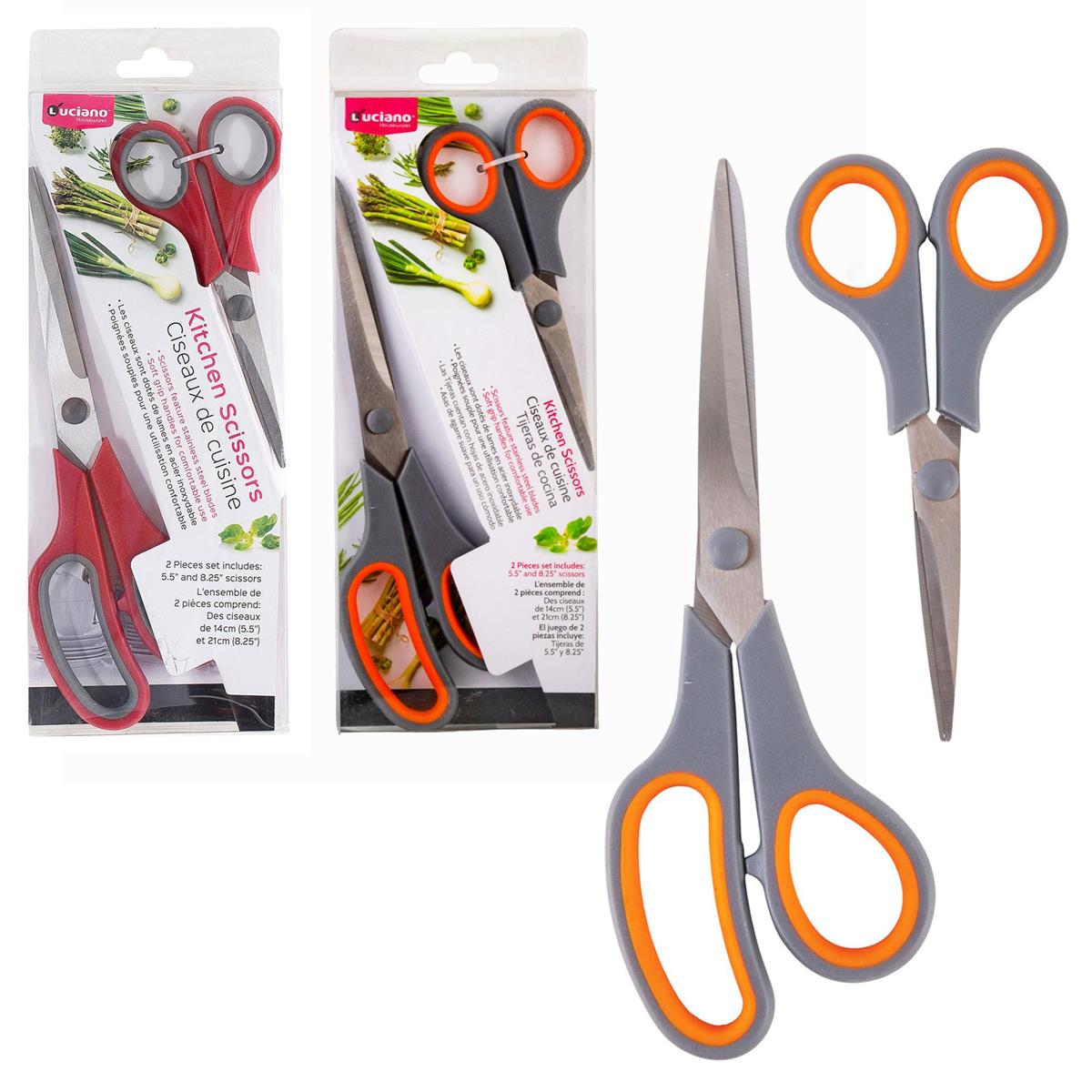 Luciano 2-pc Kitchen Scissors Set, 2 col., PVC box w/insert (CS)