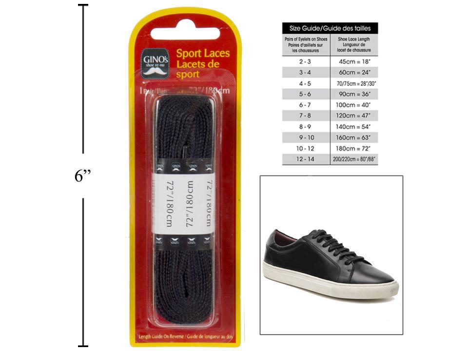 Gino's 72" Sport Laces, Black, B/C