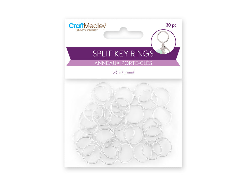 Jewelry Findings: 9/16" Split Key-Rings x30 Heavy Duty Silver