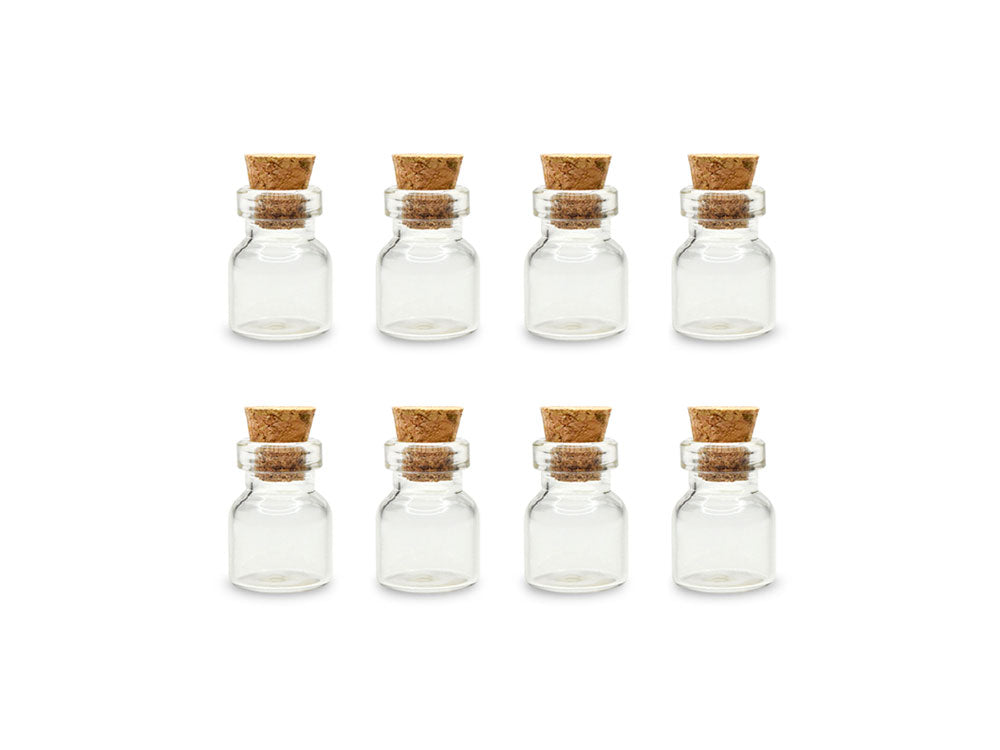 Glass Bottles: Mini Containers w/Cork Lid x8 1ml