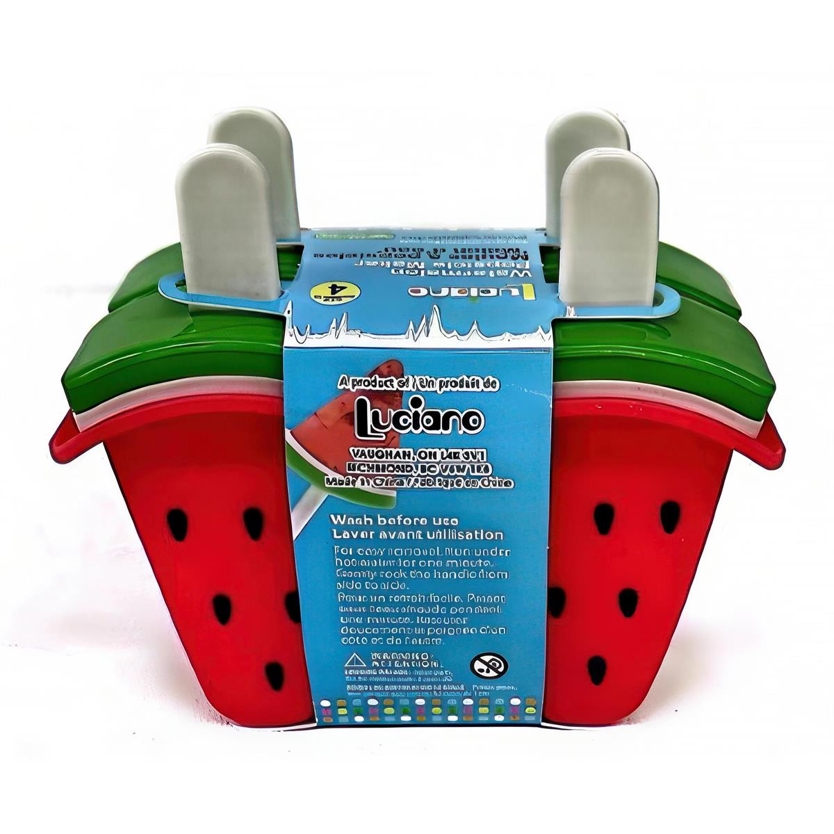 Luciano Set/4 Watermelon Popsicle Makers, 7.2"x2.8"x6", sleeve card