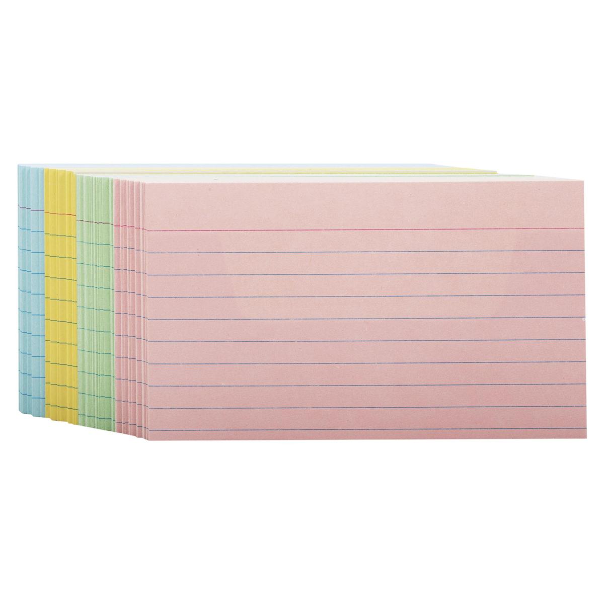 O.WKs. 3x5" 180-Pc Ruled Index Card Assorted Colours, colour box