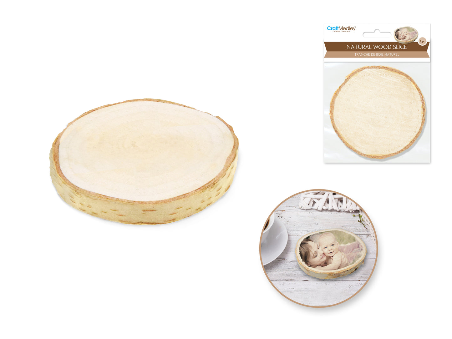 Craftwood: 9cm Natural Birch Slice 1.1cm(T)
