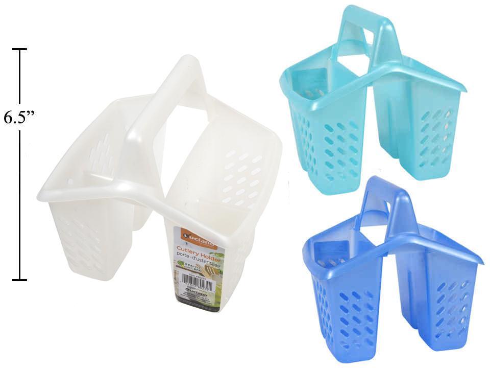 Luciano 6x5.5x7" Flatware Caddy, 3 cols.,removable label