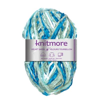 VELVET SWIRL KNITTING YARN-GREY/BLUE TONES300 g/32