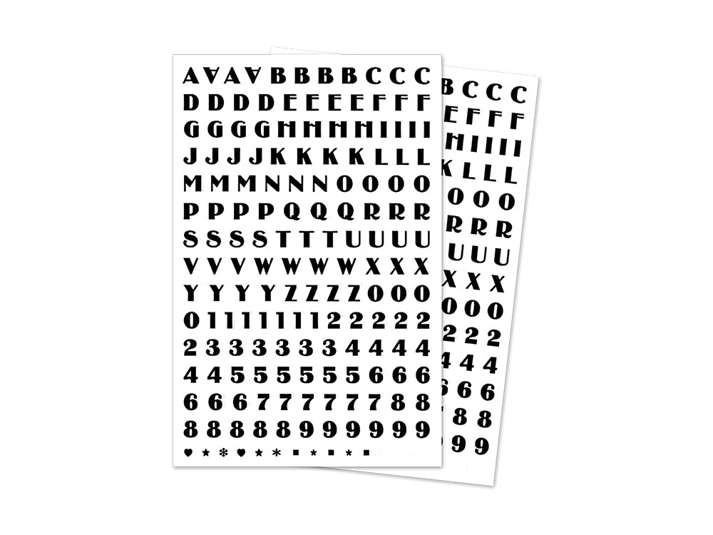 Paper Craft Sticker: 4"x5.25" Mini Fonts 2 Sheets D) Block