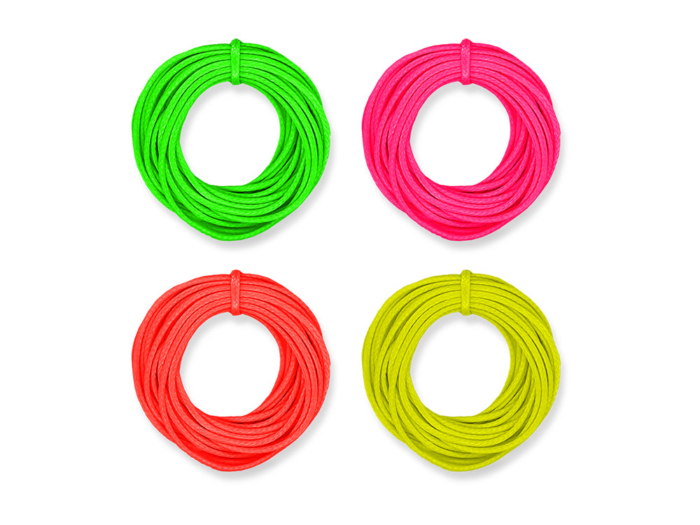 Jewelry/Craft Cord: 1mmx8yds Leatherette Round 4-col Asst C) Neon Asst
