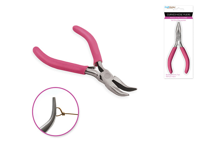 Beading/Jewelry Tool: Curved Nose Pliers w/Soft Grip Handle