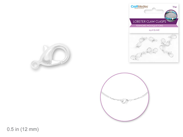 Jewelry Findings: 12mm Lobster Claw x12 w/Clasp B) Silver