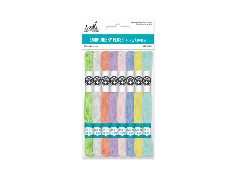 Needlecrafters: 8m Cotton Embroidery Floss 8 Hanks/pkg C) Pastels Asst
