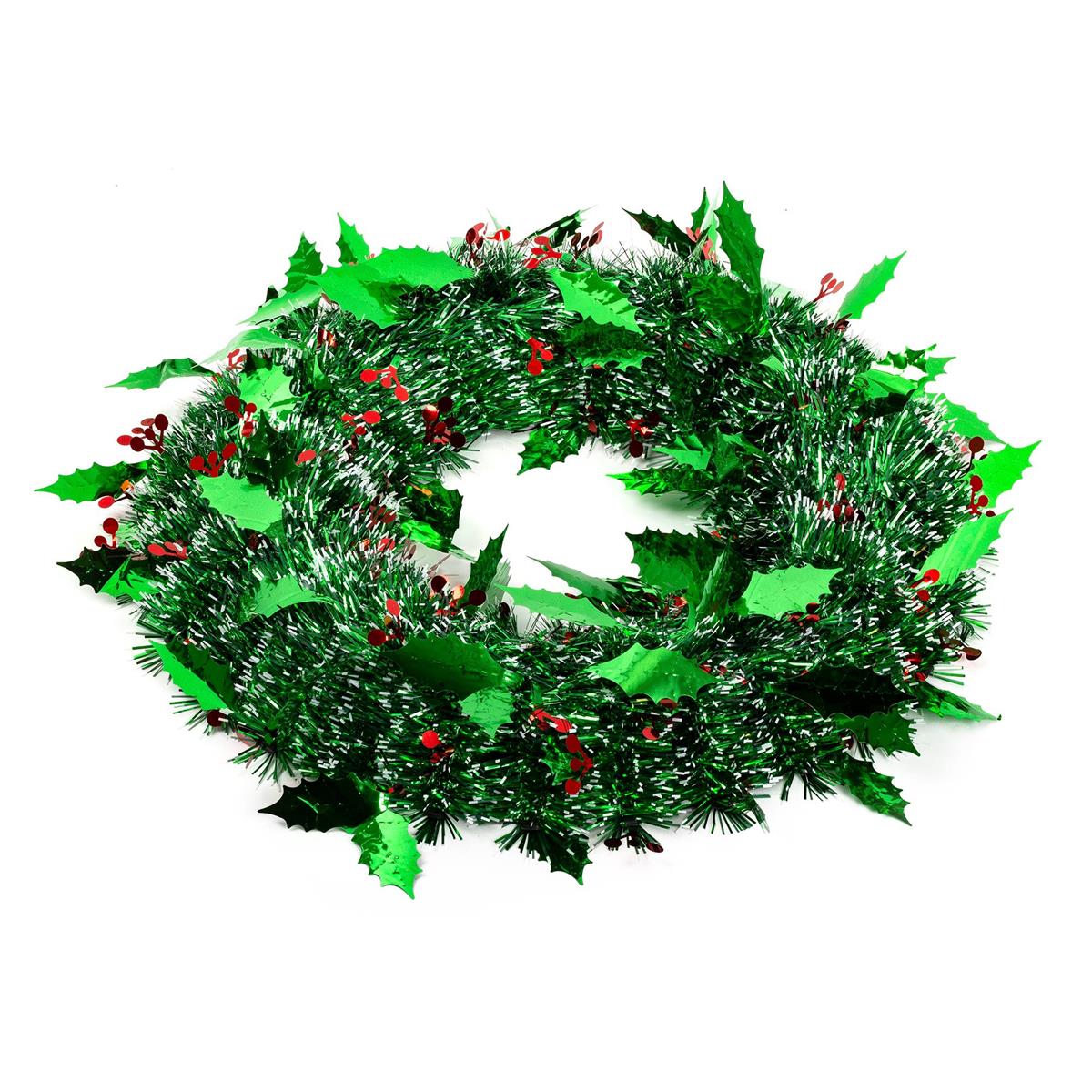 Deco N. 15" Xmas Glitter Wreath w/Berries, cht
