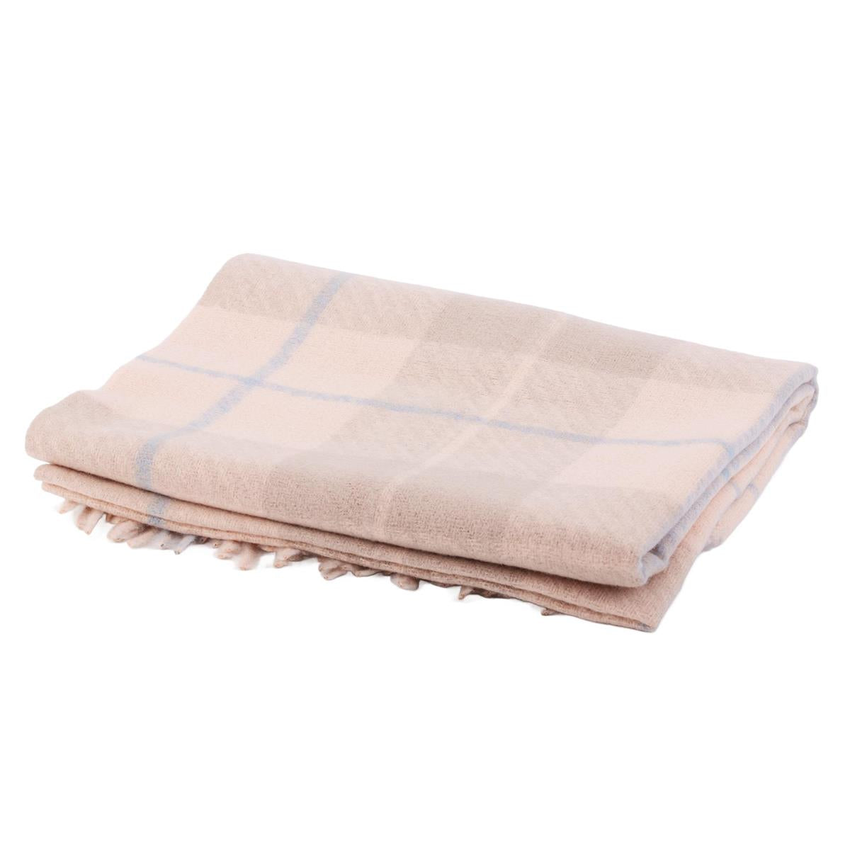 Nordic T. Plaid Scarf w Fringe, Pink/Beige, 65x180cm, hanger, ht