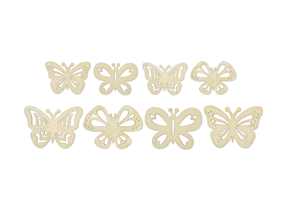 Wood Craft: Laser-Cut Wood Shapes x8 C) Butterflies