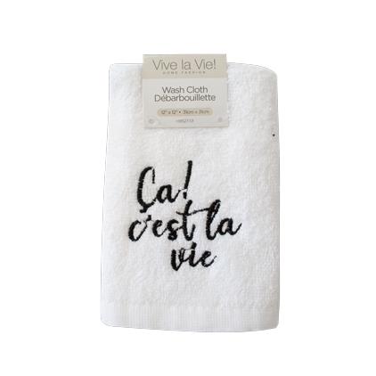 CCLV-EMBROIDERED WASH CLOTH -WHITE 12X12"