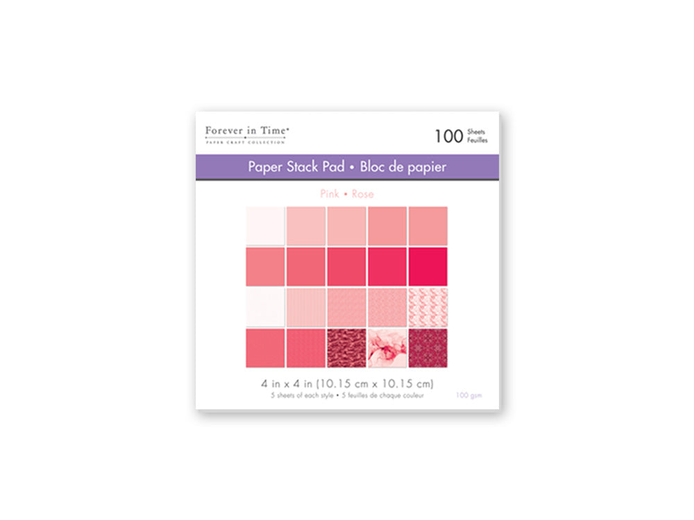 Paper Pad: 4"x4" Color Theme Stack Pad x100 5eax20styles 100GSM A) Pink