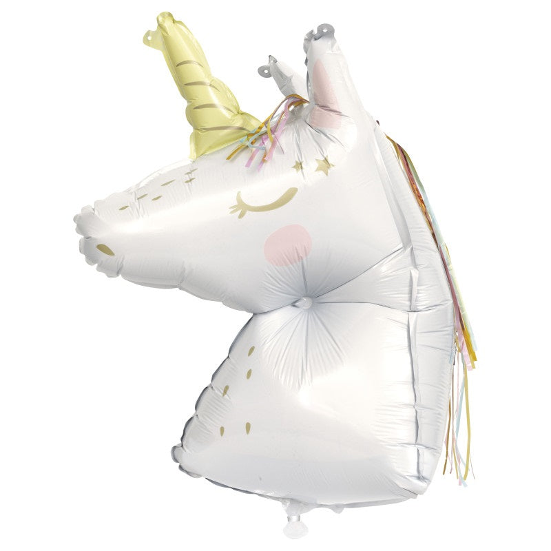 Dainty Unicorn Shaped Giant Foil Balloon 25.5" with Fringe Mane  Packaged