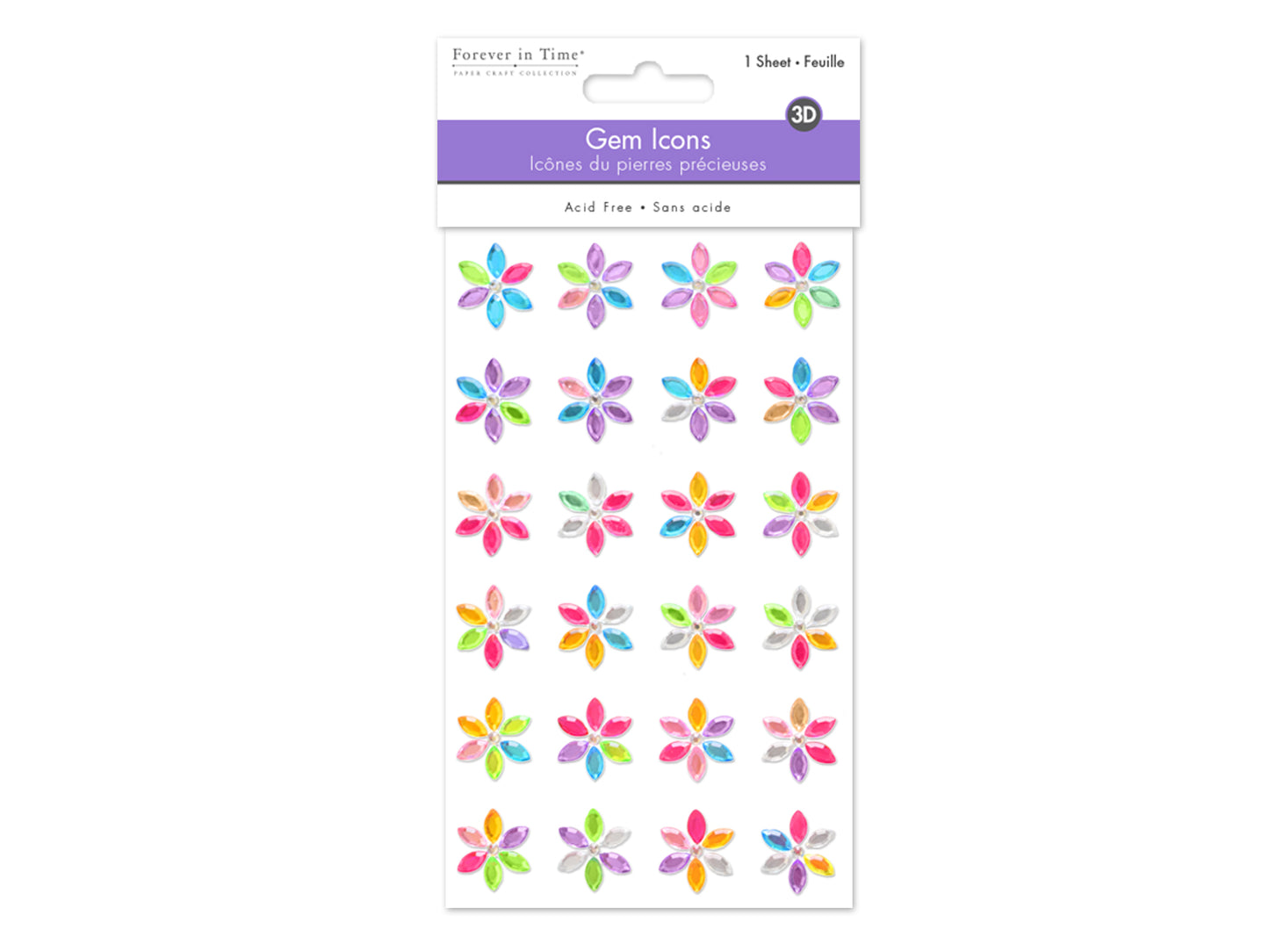 Paper Craft Sticker: 3.7"x6.1" Gem Icons A) Daisy Dazzle