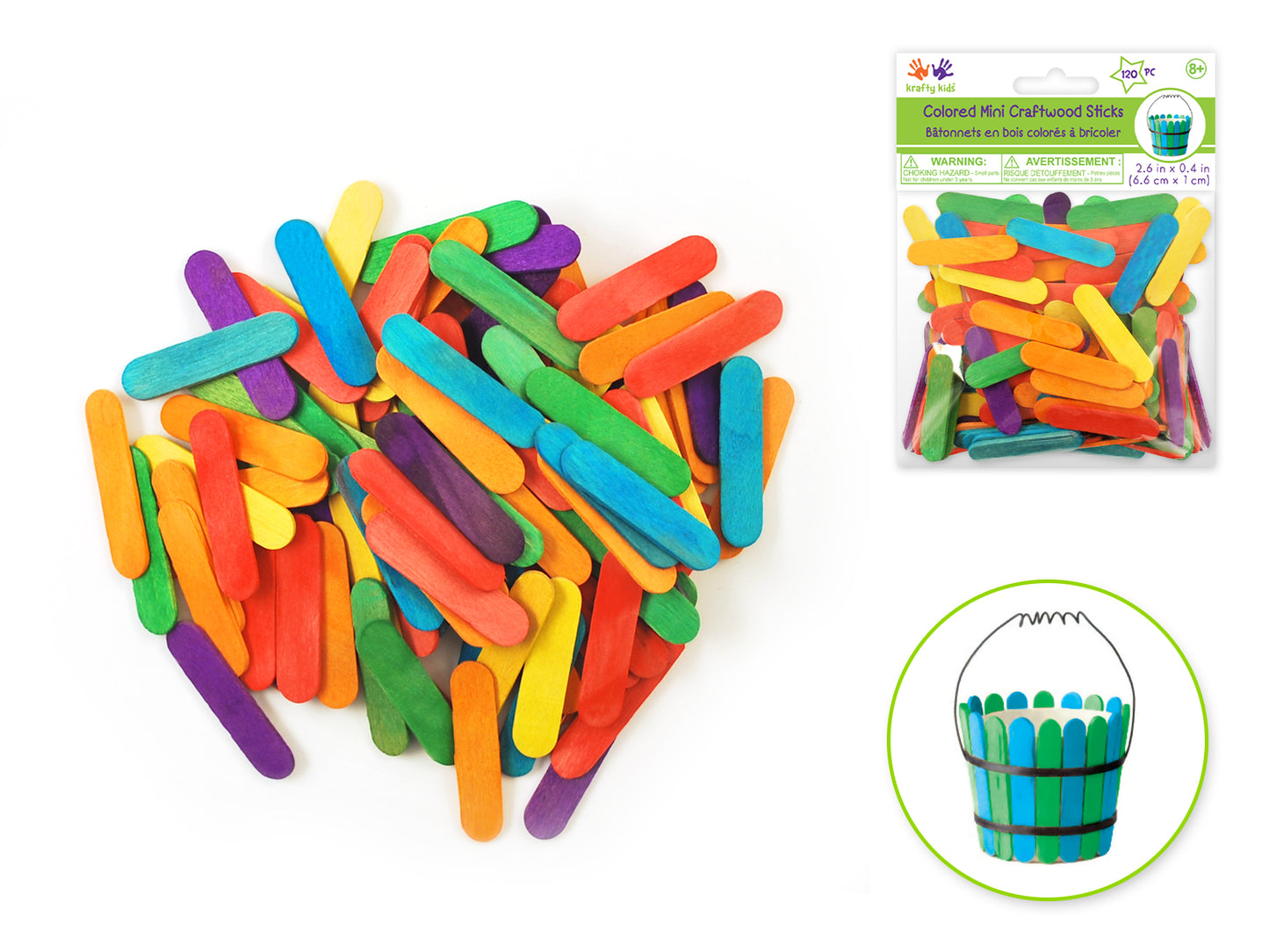 Craftwood: Mini Craft Sticks 120/pk Colored