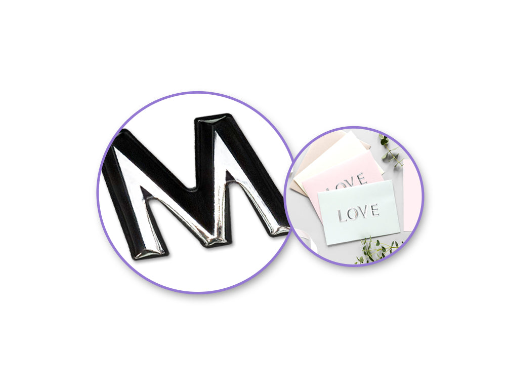 Paper Craft Sticker: 5.7"x9.8" 3D Alpha PVC D) Black w/Silver Foil