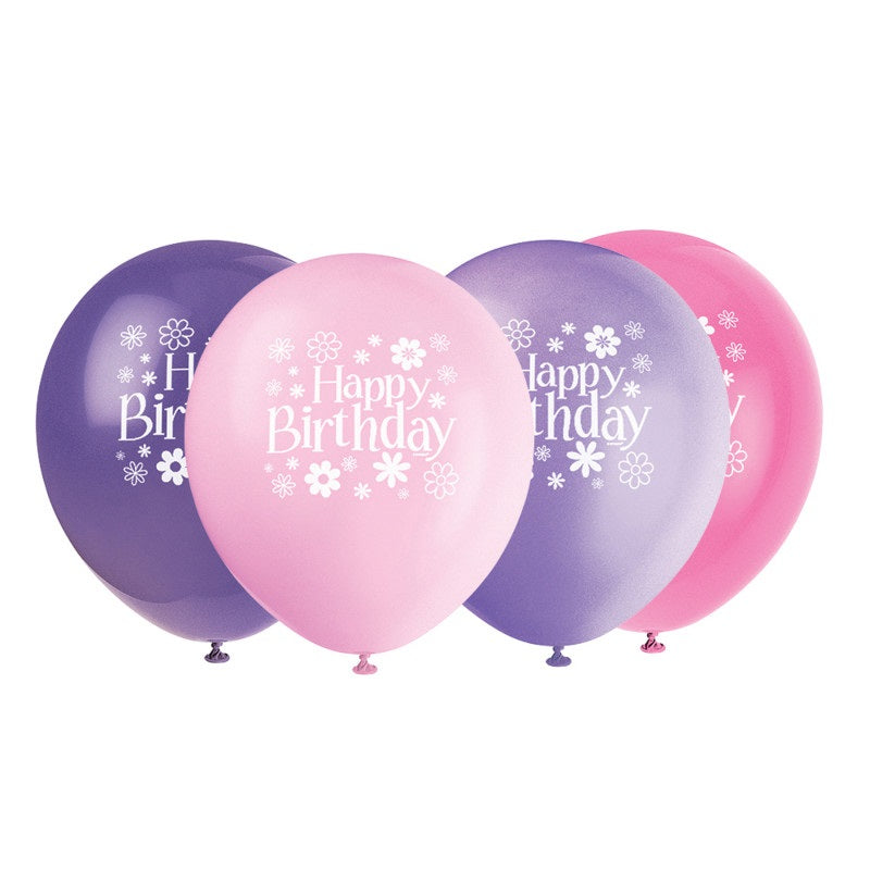 Helium filled - Birthday Blossoms 12" Latex Balloons