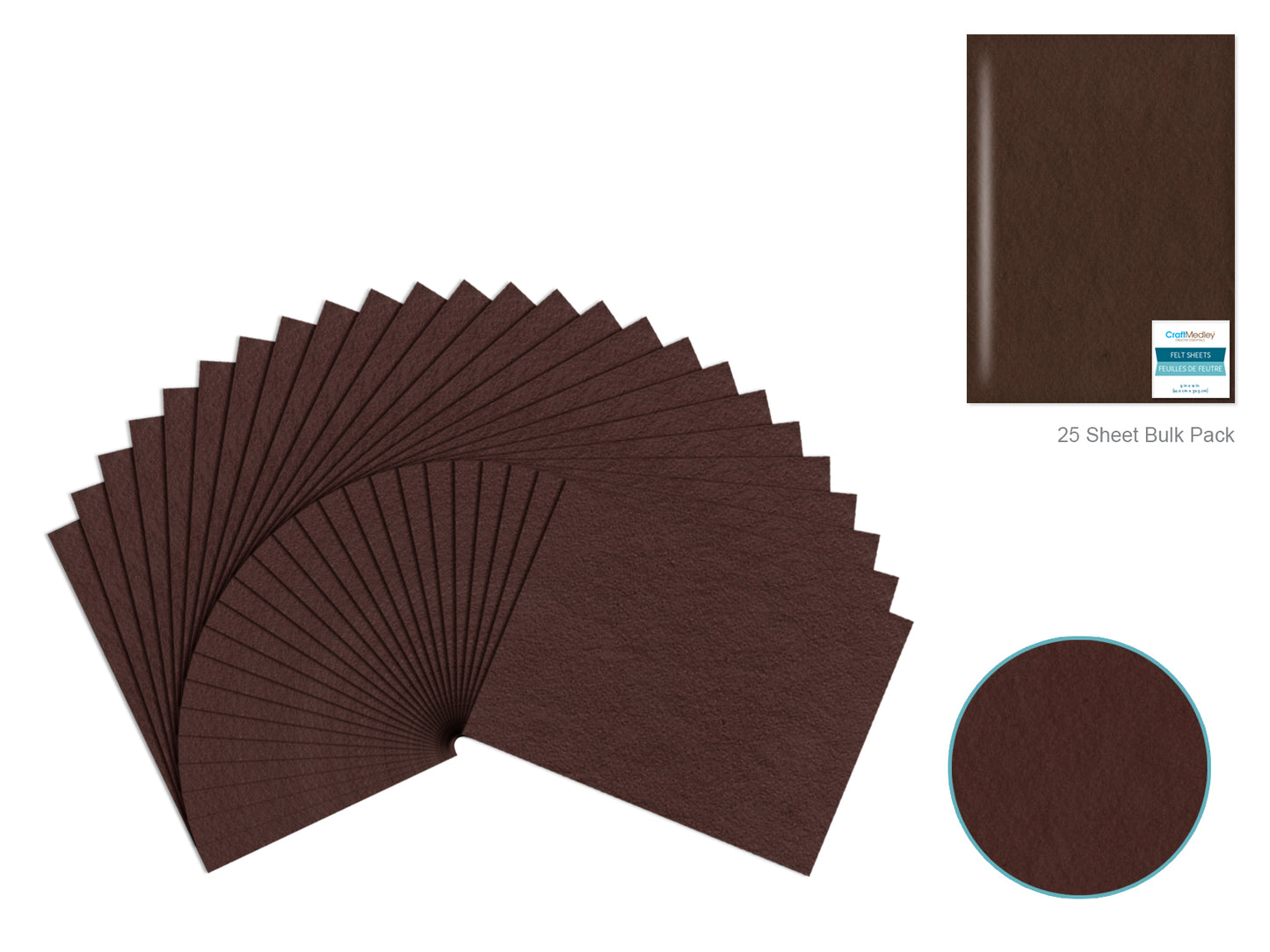 Felt Sheets: One 9"x12" Premium Bar-Coded E) Dark Brown