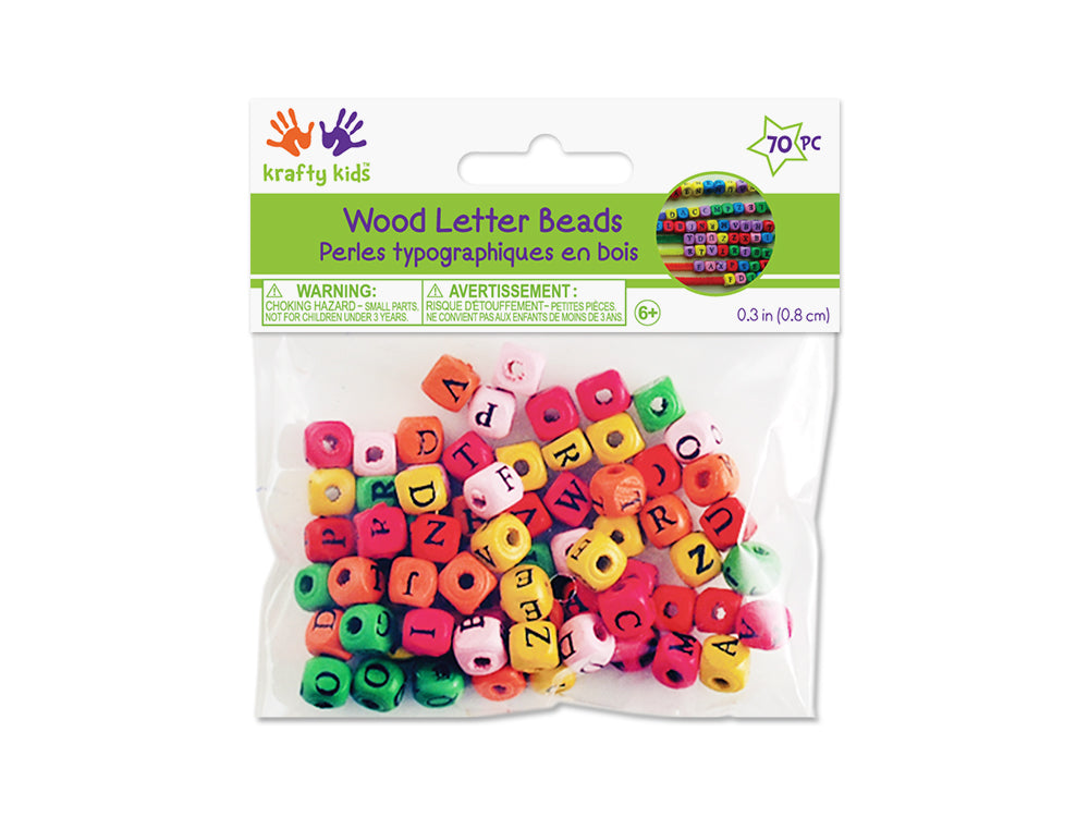 Wood Beads: 8mm Alphabet Beads 70/pk Asst B) Multi Mix