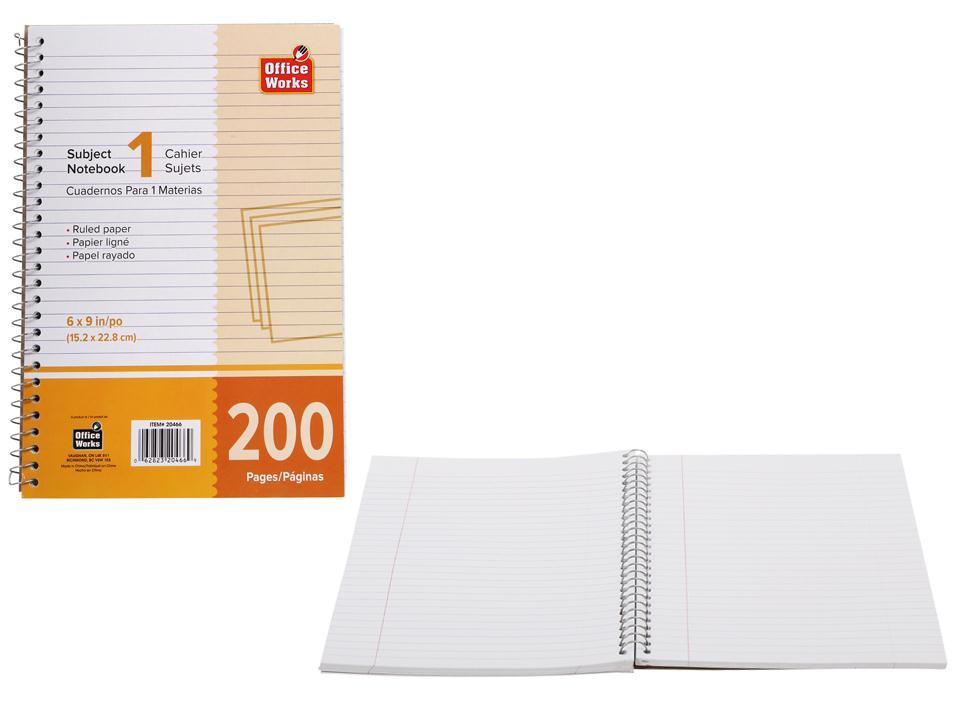 O.WKs. 200-P 1-Subject Notebook Coil, 6x9"