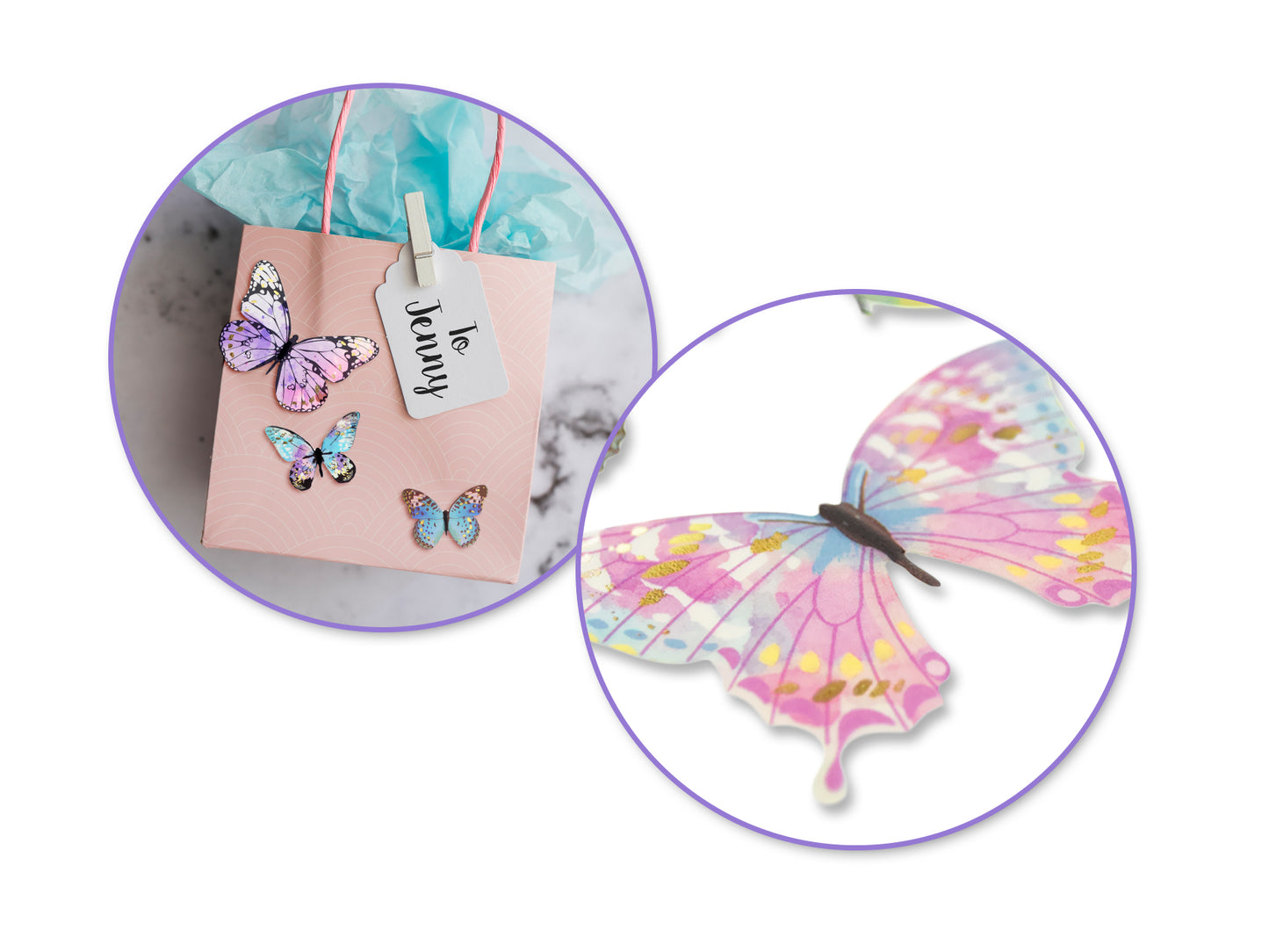 Paper Craft Sticker: 25.5cmx10cm 3D Butterflies C) Style 3