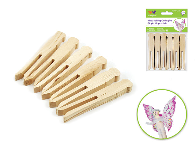 Craftwood: 3.74" Square Doll-Peg Clothespins Natural 6/pk